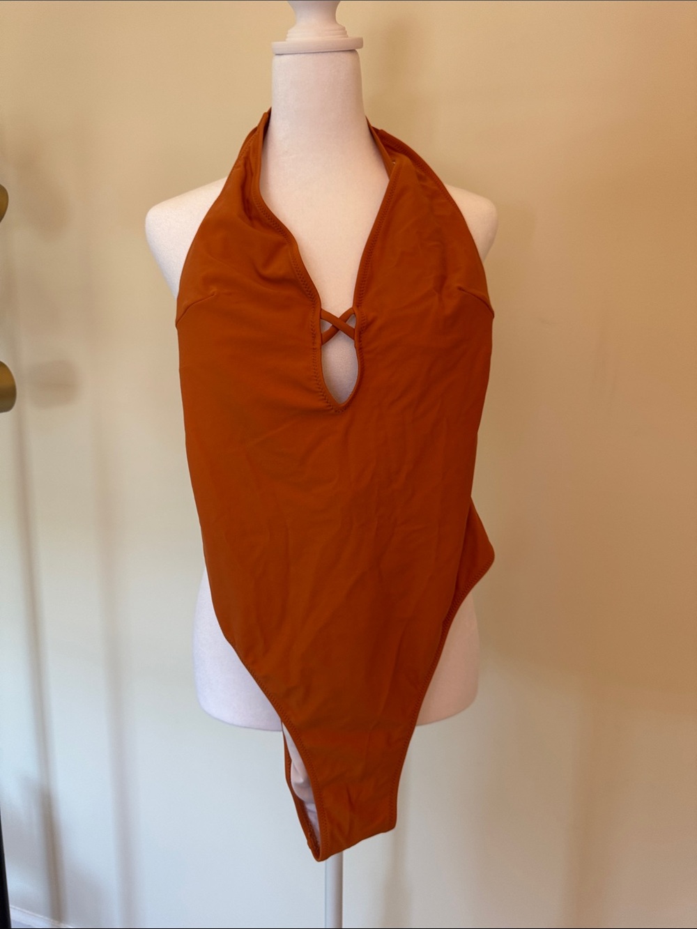 Orange Halter One-Piece Swimsuit